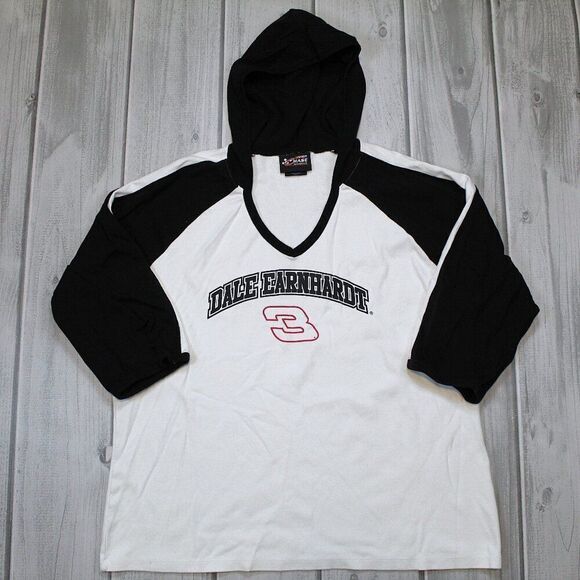 Nascar Tops - Dale Earnhardt 3 Nascar Chase Authentics Hoodie - Large White Cotton Blend